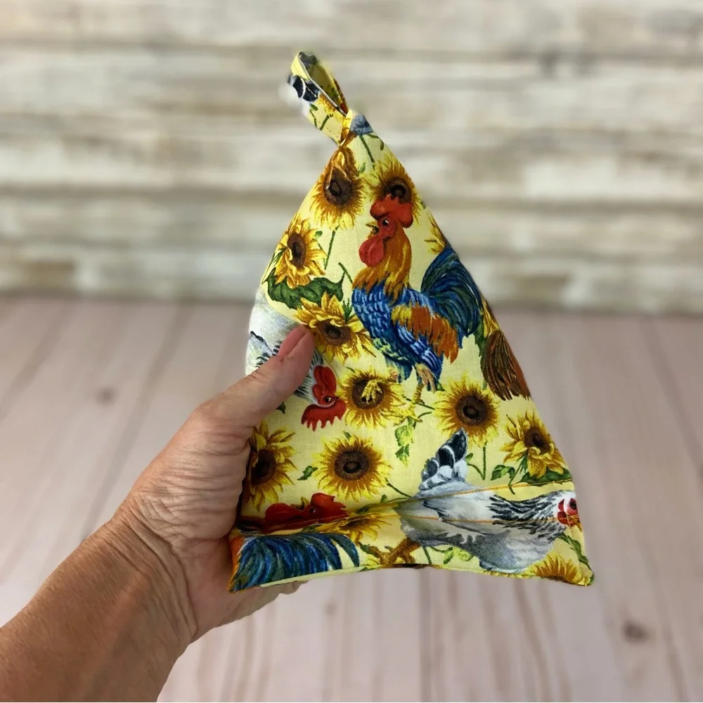 Phone Holder Pillow Stand Cellphone Chicken Rooster Sunflowers Pattern Handmade